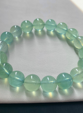 天然冰透绿柱石手链单圈水晶手串