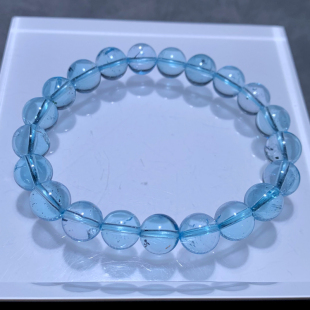 天然冰透碎冰托帕石单圈手链魔鬼蓝尼泊尔伦敦蓝水晶手串送礼物女