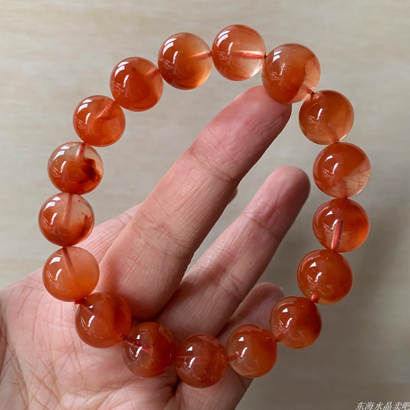 天然聚宝盆红兔毛手链女送礼物