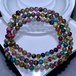 天然猫眼碧玺三圈手链巴西老矿祖母绿手串原石水晶饰品送礼男女生