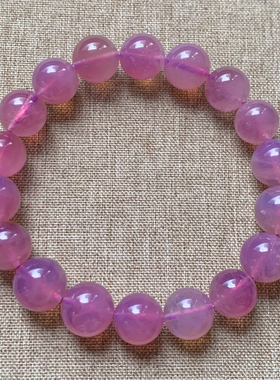 天然冰透马达加斯紫马粉单圈手链