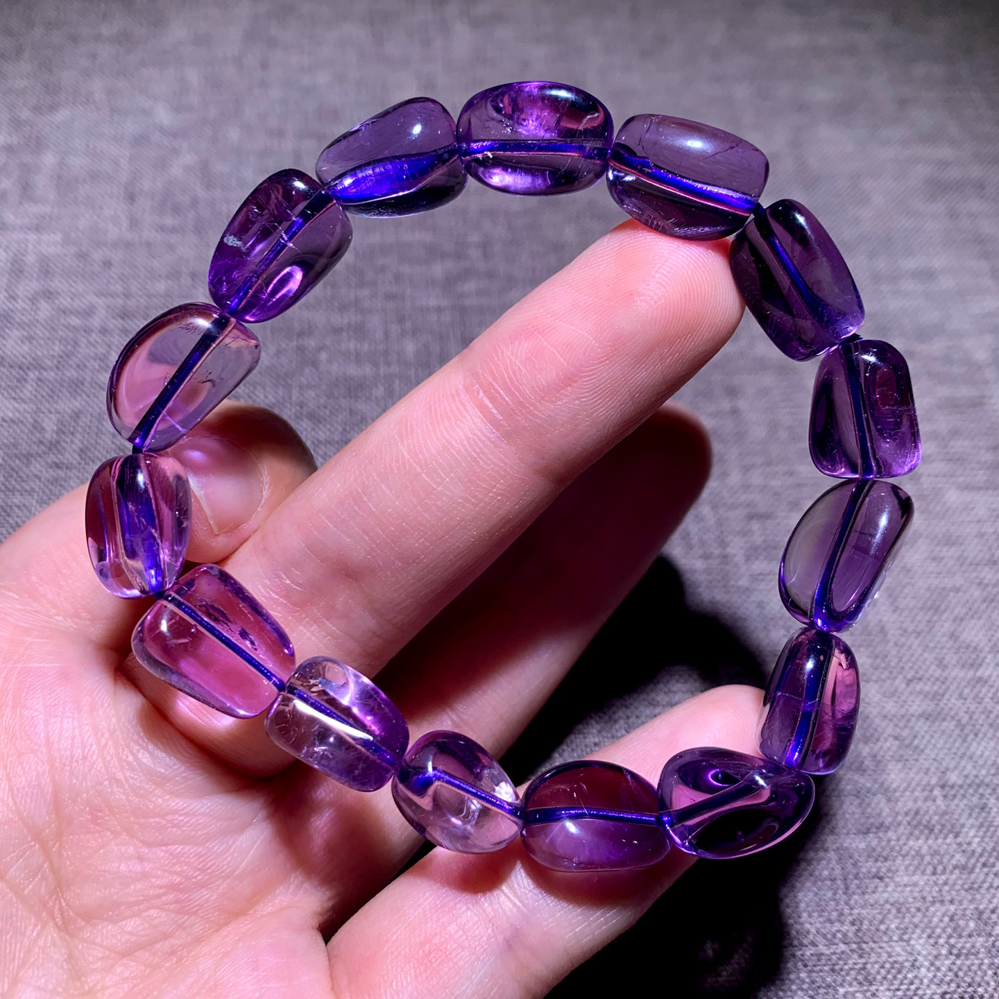 天然紫水晶随形手链冰透紫幽灵女