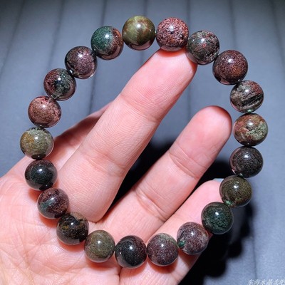 天然满矿红绿幽灵手链巴西聚宝盆