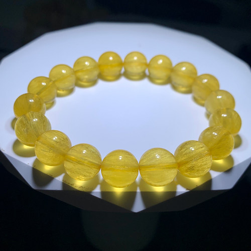 天然拉丝黄萤石手链氟石手串情侣