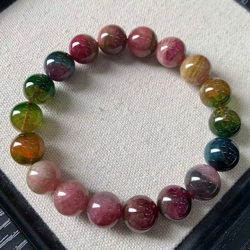 天然老矿西瓜碧玺手串饰品情侣款