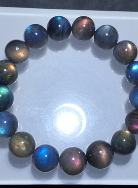 天然紫彩拉长石单圈手串饰品情侣