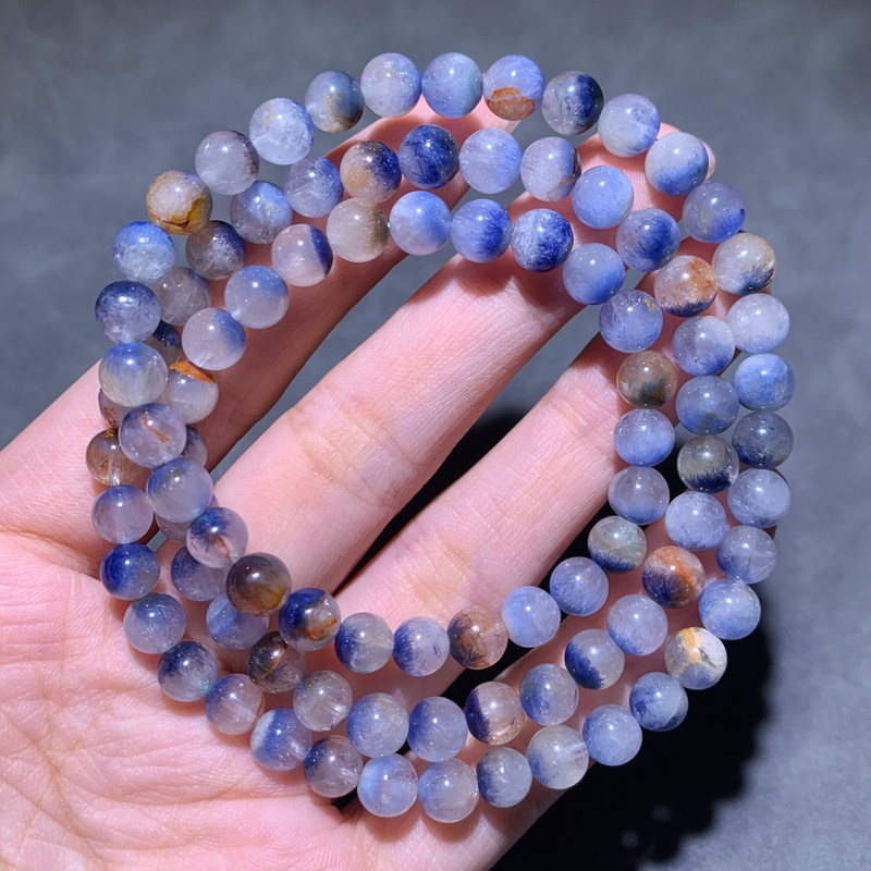 天然蓝线石三圈手链水晶手串饰品