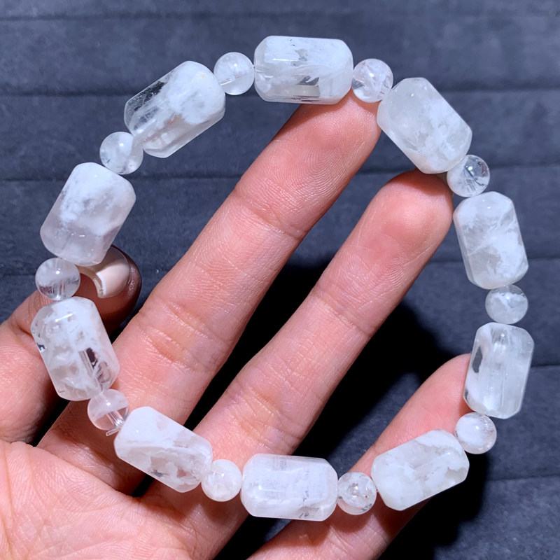 天然白雪花幽灵随形手链礼物情侣