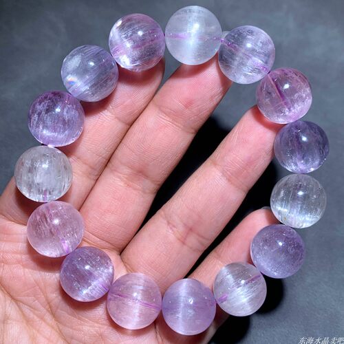 天然老矿猫眼拉丝紫锂辉手串手链