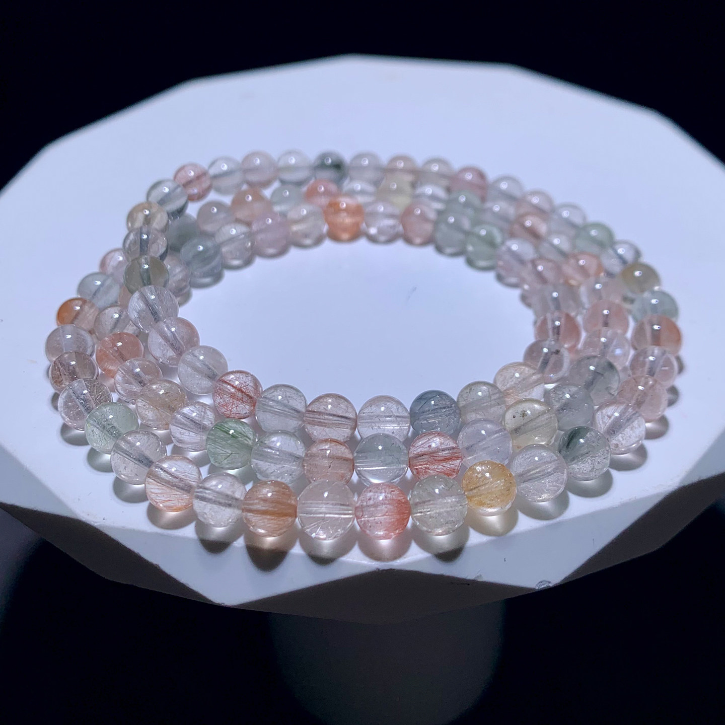 天然冰透拉丝兔毛水晶多圈手链彩发晶手串甜美饰品礼物情侣款男女