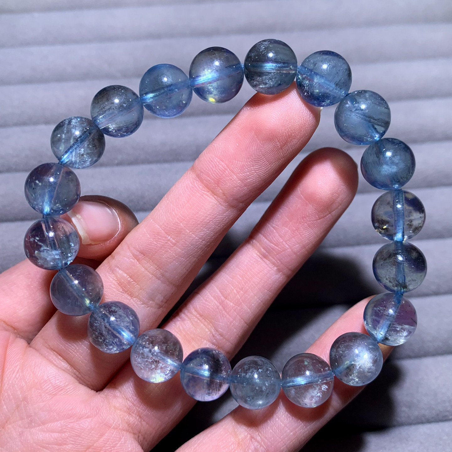 天然星光海蓝宝手链手串饰品礼物