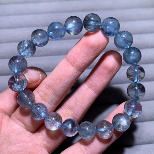 天然星光海蓝宝手链手串饰品礼物