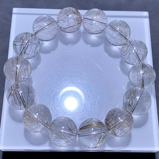 天然透体银发晶水晶手链浓密发丝板钛猫眼手串一物一图送饰品情侣