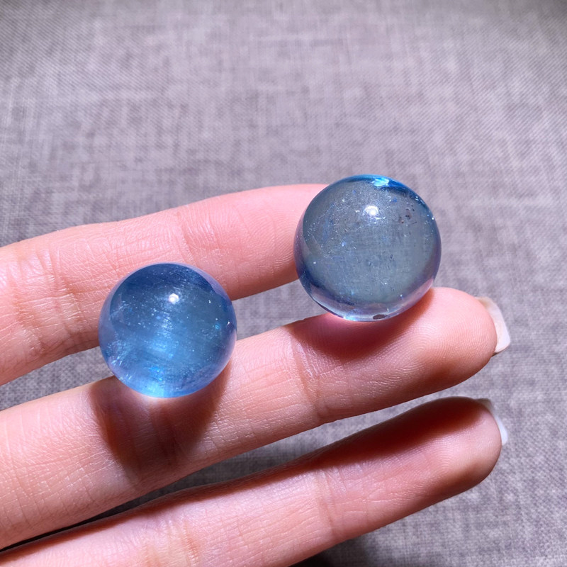 天然冰透海蓝宝裸石小球宝石绿柱石吊坠水晶手链送礼物情侣款男女