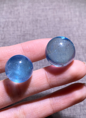天然冰透海蓝宝裸石小球吊坠水晶