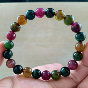 天然老矿碧玺手链单圈糖果色碧玺时尚水晶饰品送礼物男女生情侣款