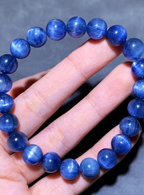 天然强猫眼闪片蓝晶石单圈手串