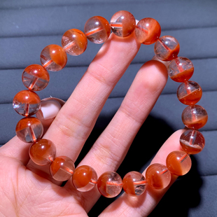 天然冰透聚宝盆红兔毛单圈水晶手链莹润发晶手串甜美饰品礼物男女