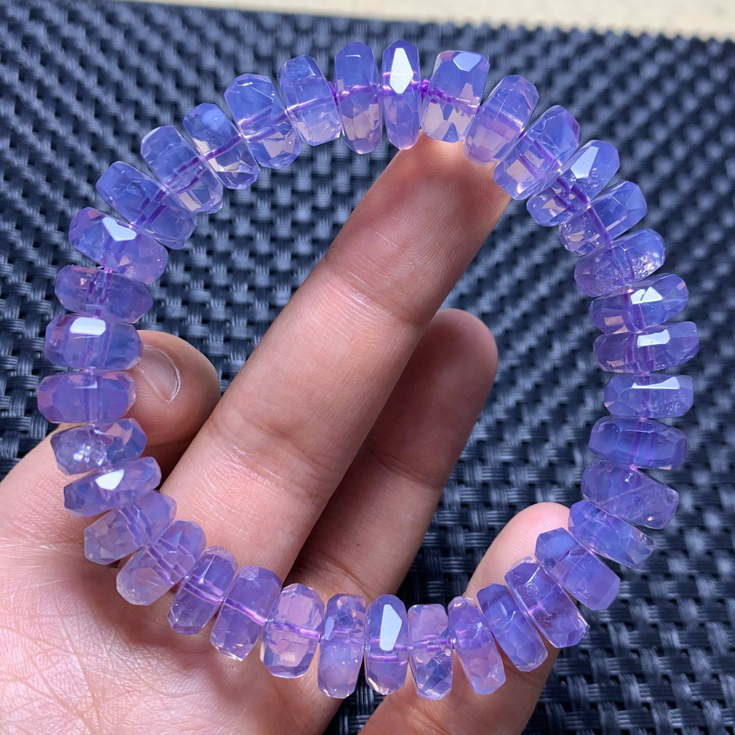 天然冰透紫玉晶刻面盘珠手链果冻感梦幻紫水晶手串清新饰品情侣款