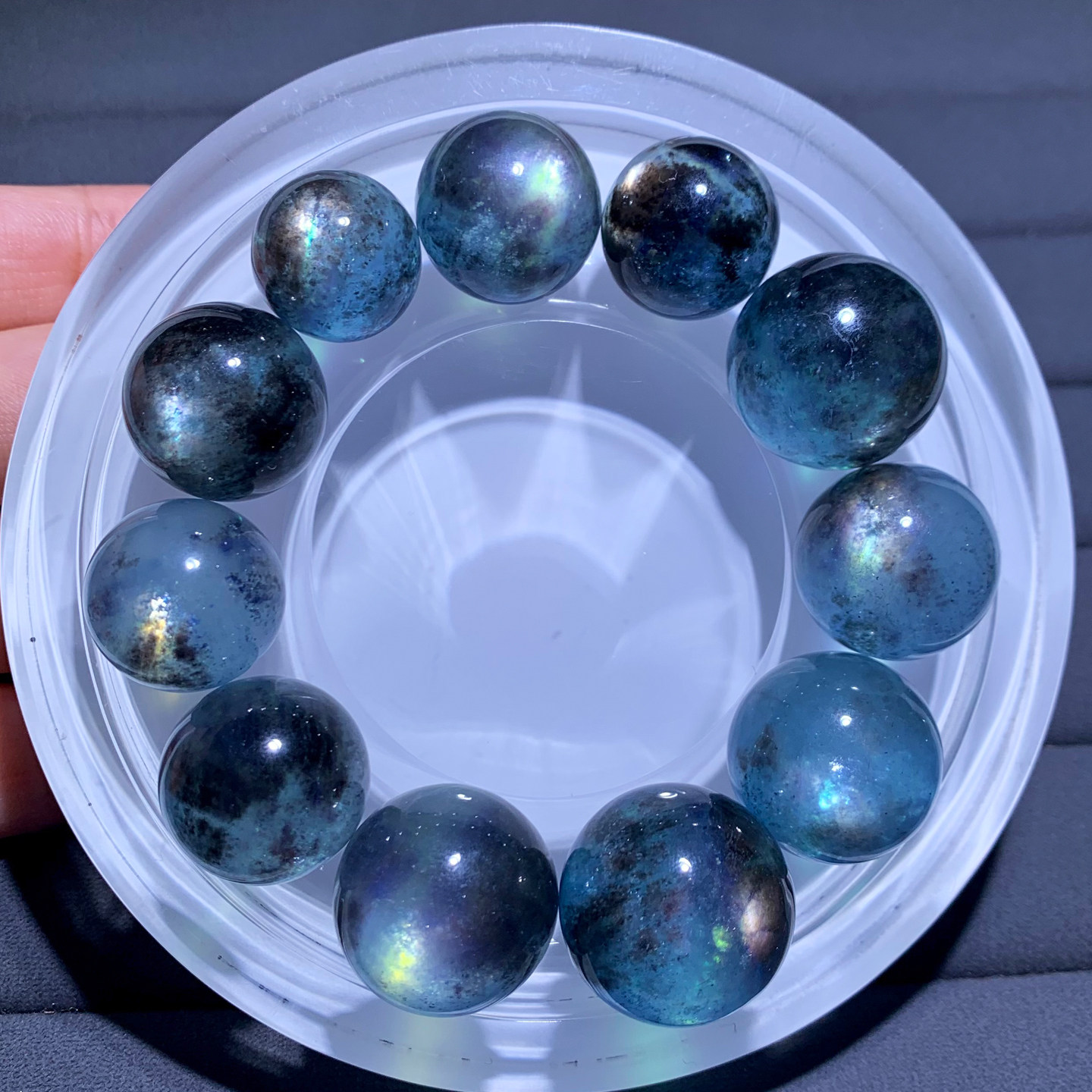 天然星光魔鬼蓝海蓝宝裸石小球吊坠水晶宝石绿柱石手串送礼物男女