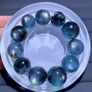 天然星光魔鬼蓝海蓝宝裸石小球吊坠水晶宝石绿柱石手串送礼物男女