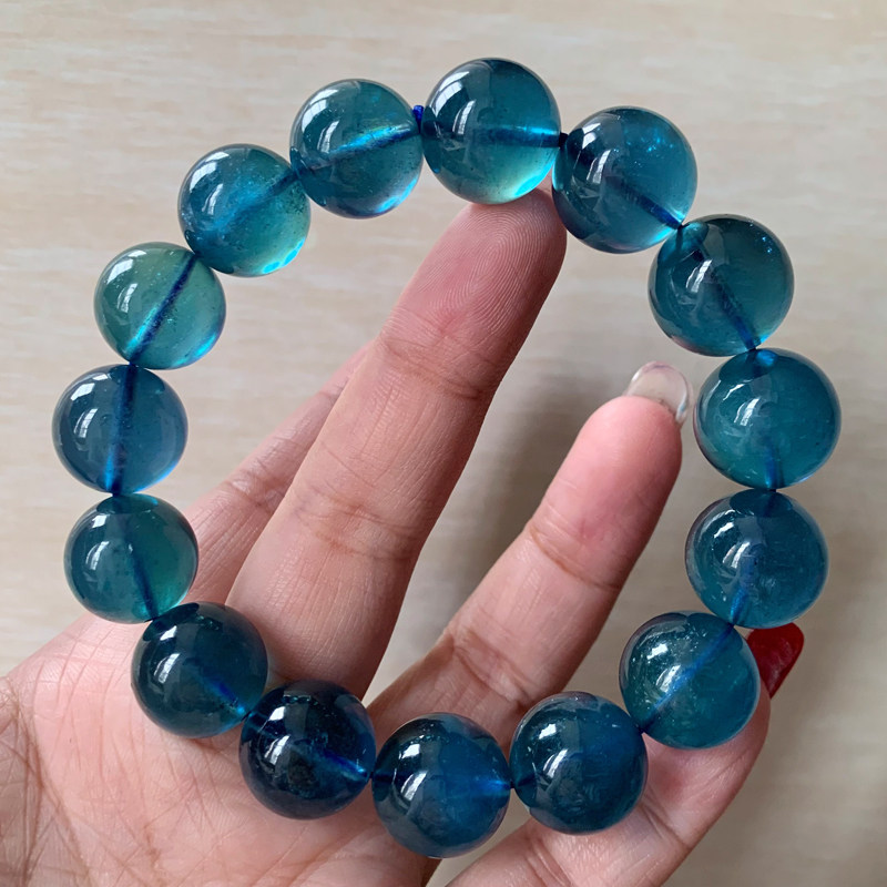 天然星光魔鬼蓝冰透海蓝宝手链猫眼蓝水晶宝石一物一图手串礼物女