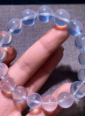 天然冰透月光奶白晶手链礼物情侣