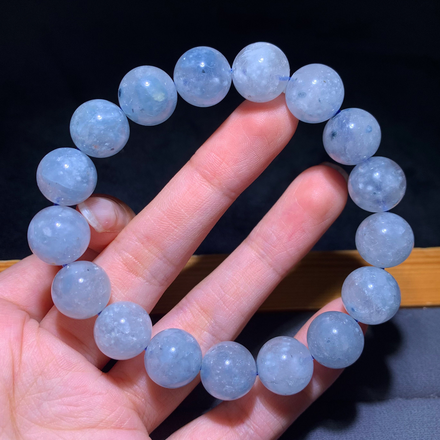 天然蓝兔毛团团水晶手串单圈彩发晶蓝绒发手链饰品礼物情侣款男女