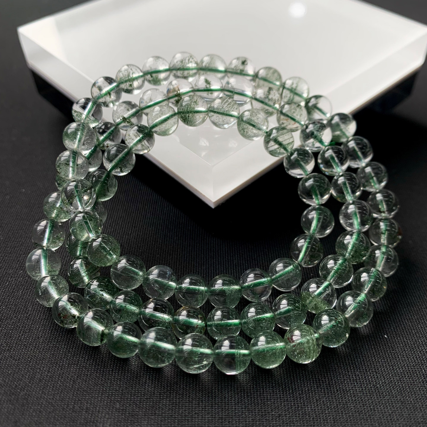 天然巴西绿幽灵三圈手链满天星千层山半盆手串水晶饰品送礼情侣女