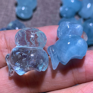 天然海蓝宝小马手链吊坠绿柱石水晶雕刻件女新年配饰马年礼物情侣