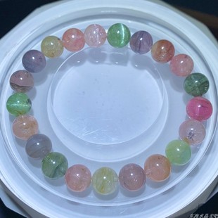 天然马卡龙猫眼碧玺单圈糖果色手链手串一物一图饰品民族风送礼物