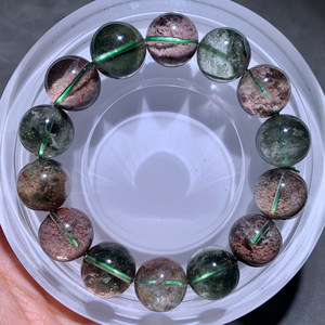 天然全景色映景幽灵水晶单圈手串半盆聚宝盆饰品手链礼物男女情侣