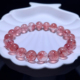 天然小颗粒草莓晶手链桃花色老矿白水体水晶手串甜美饰品闺蜜礼物