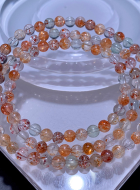 天然阿鲁沙长石三圈手链饰品男女