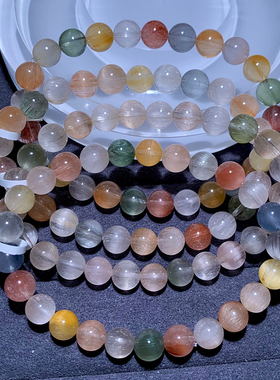 天然拉丝冰透彩兔毛水晶手链饰品