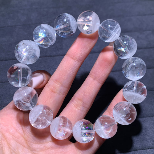 天然彩虹聚宝盆白幽灵单圈水晶女