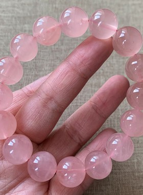 天然西柚粉水晶马达加斯加粉手链