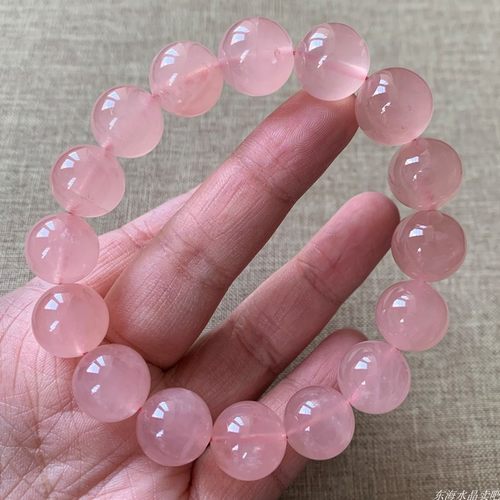 天然西柚粉水晶马达加斯加粉手链