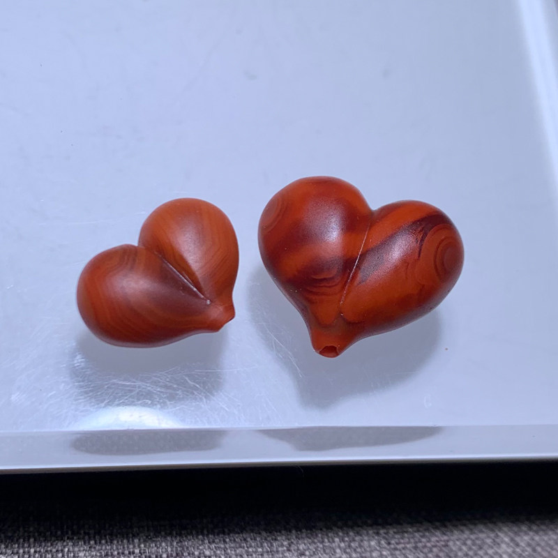 天然满肉南红玛瑙爱心挂饰配饰女