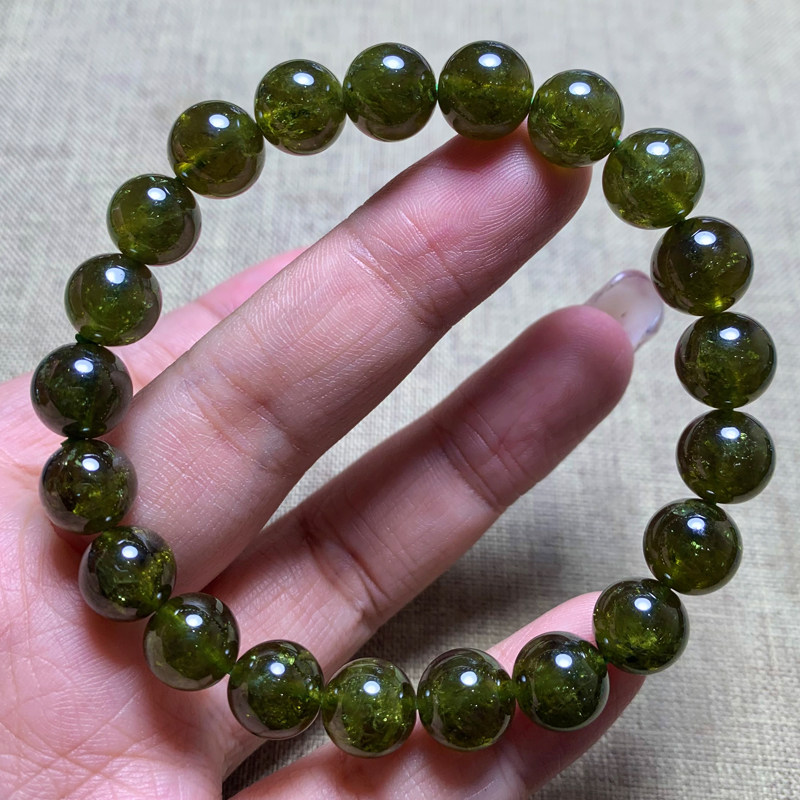 天然沙佛莱绿石榴石水晶手链翠榴石手串莎弗莱宝石翠绿色送礼物女
