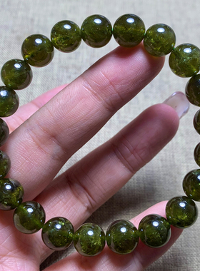 天然沙佛莱绿石榴石水晶手链翠榴石手串莎弗莱宝石翠绿色送礼物女