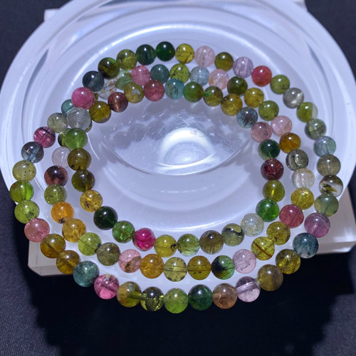 天然老矿碧玺三圈手链巴西送礼物