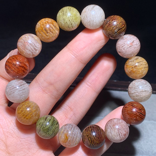 幽灵单圈水晶一物一图聚宝盆手串情侣礼物 天然千层彩幽灵手链四季