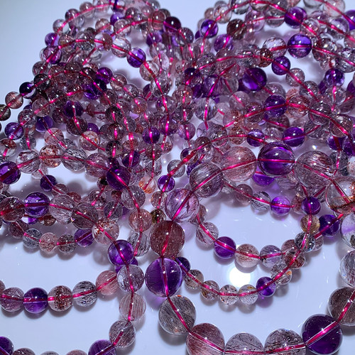 天然三轮骨干超七手链饰品情侣女