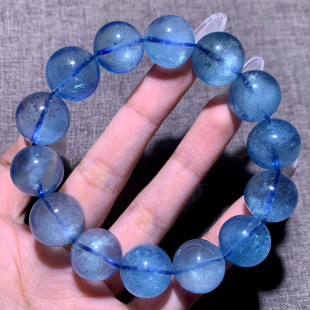 天然星光海蓝宝手链巴西魔鬼蓝绿柱石水晶宝石手串饰品礼物情侣款