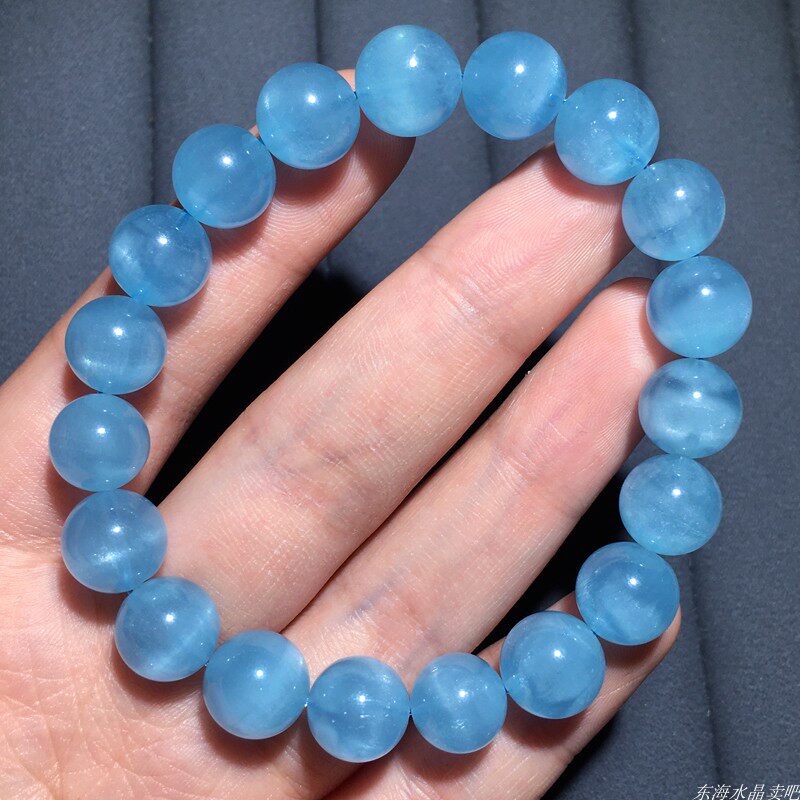 天然巴西星空猫眼海蓝宝手链蓝天白云蓝水晶转运手串女饰品送礼