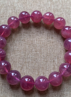 天然冰透紫马粉手链芙蓉粉晶手链