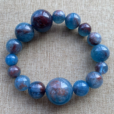 天然岛屿海蓝宝泡泡珠手链男女生
