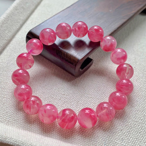 天然玉化蔷薇辉石共生石英质玉单