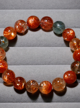 天然阿鲁沙长石单圈手链饰品礼物